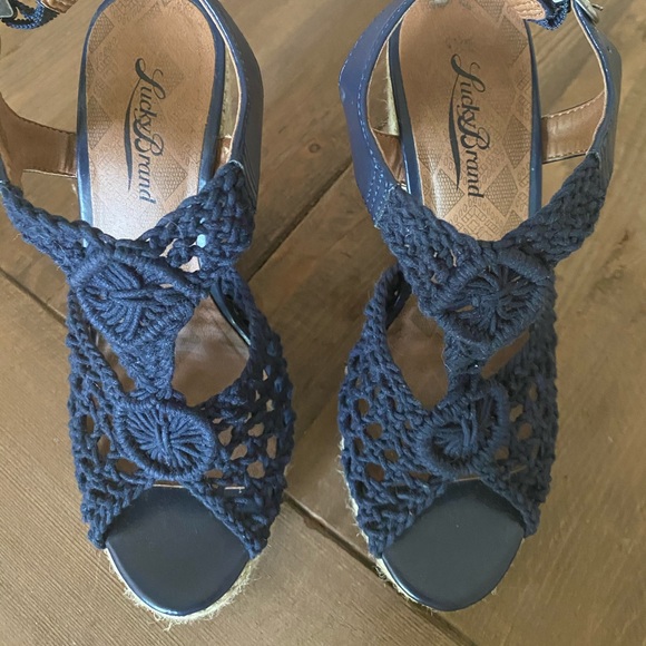 Lucky Brand, Navy blue, espadrille, wedge sandals - Picture 5 of 6